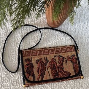 Vintage Tapestry Crossbody Bag Made in Italy